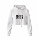 Guernica Crop Hoodie — Beyaz — Ön baskı