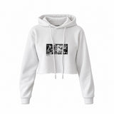 Guernica Crop Hoodie — Beyaz — Ön baskı