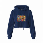 Color Study, Squares With Concentric Circles Crop Hoodie — Lacivert — Ön baskı