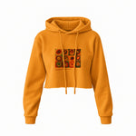 Color Study, Squares With Concentric Circles Crop Hoodie — Turuncu — Ön baskı
