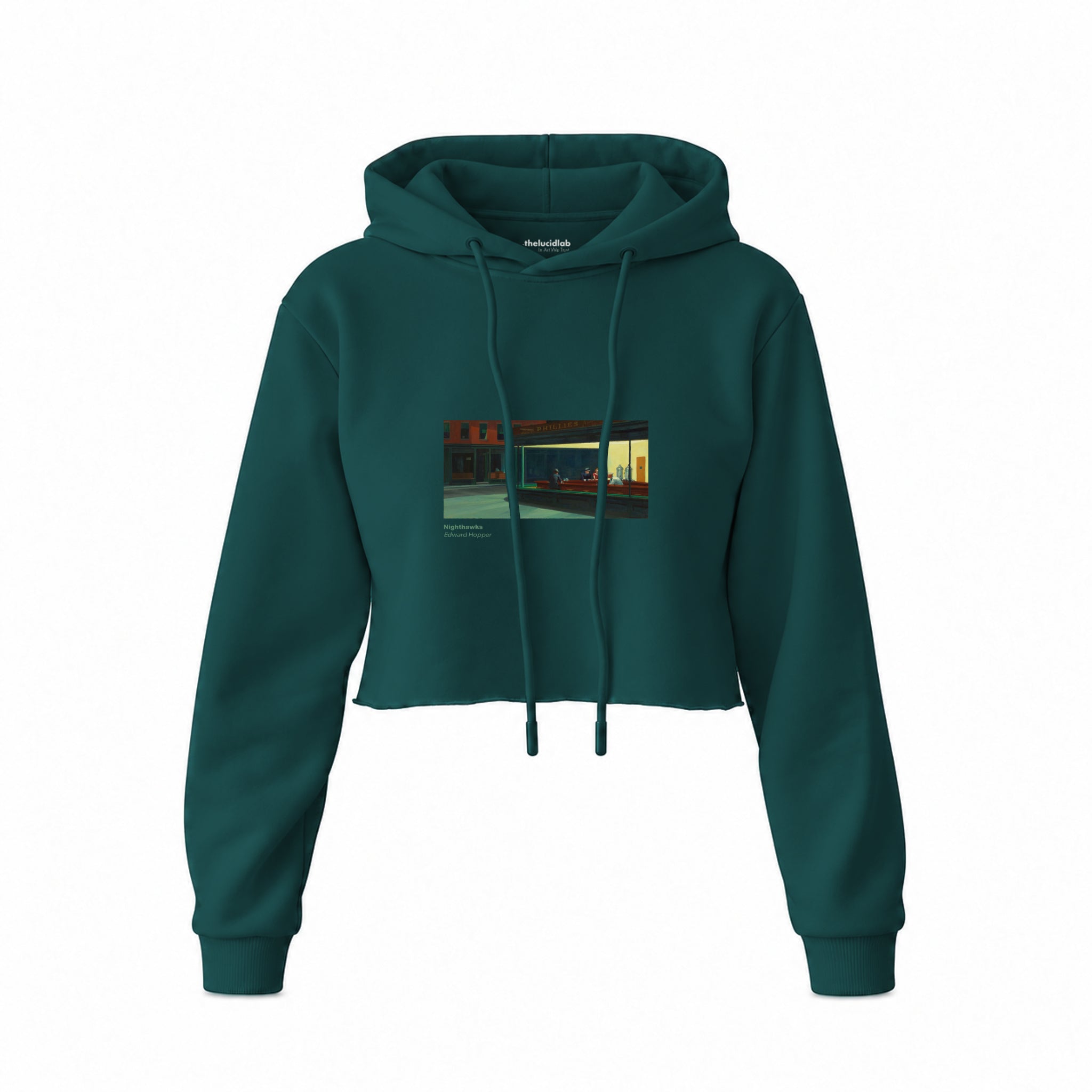 Nighthawks Crop Hoodie — Koyu Yeşil — Ön baskı