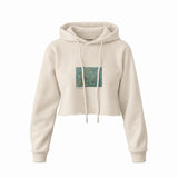 Almond Blossoms Crop Hoodie — Krem — Ön baskı
