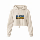 Buğday Tarlası ve Kargalar Crop Hoodie — Krem — Ön baskı