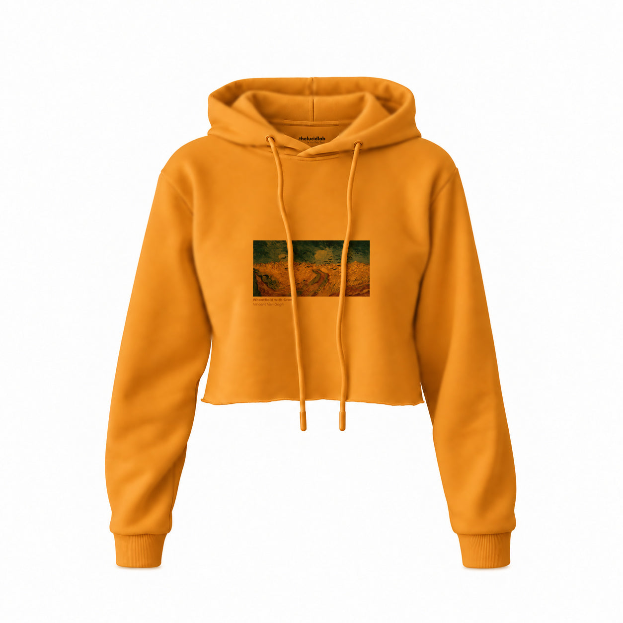 Buğday Tarlası ve Kargalar Crop Hoodie — Turuncu — Ön baskı