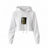 Skull of a Skeleton with Burning Cigarette Crop Hoodie — Beyaz — Ön baskı