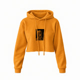 Skull of a Skeleton with Burning Cigarette Crop Hoodie — Turuncu — Ön baskı