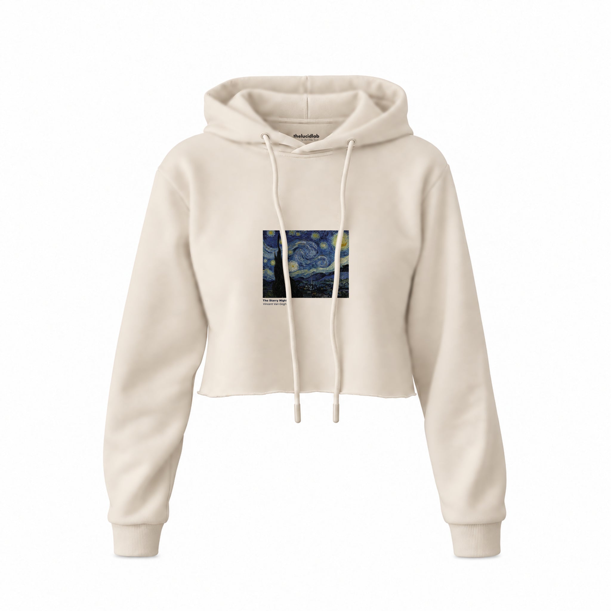 The Starry Night Crop Hoodie — Krem — Ön baskı