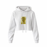 Sunflowers Crop Hoodie — Beyaz — Ön baskı