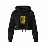 Sunflowers Crop Hoodie — Siyah — Ön baskı