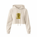 Sunflowers Crop Hoodie — Krem — Ön baskı