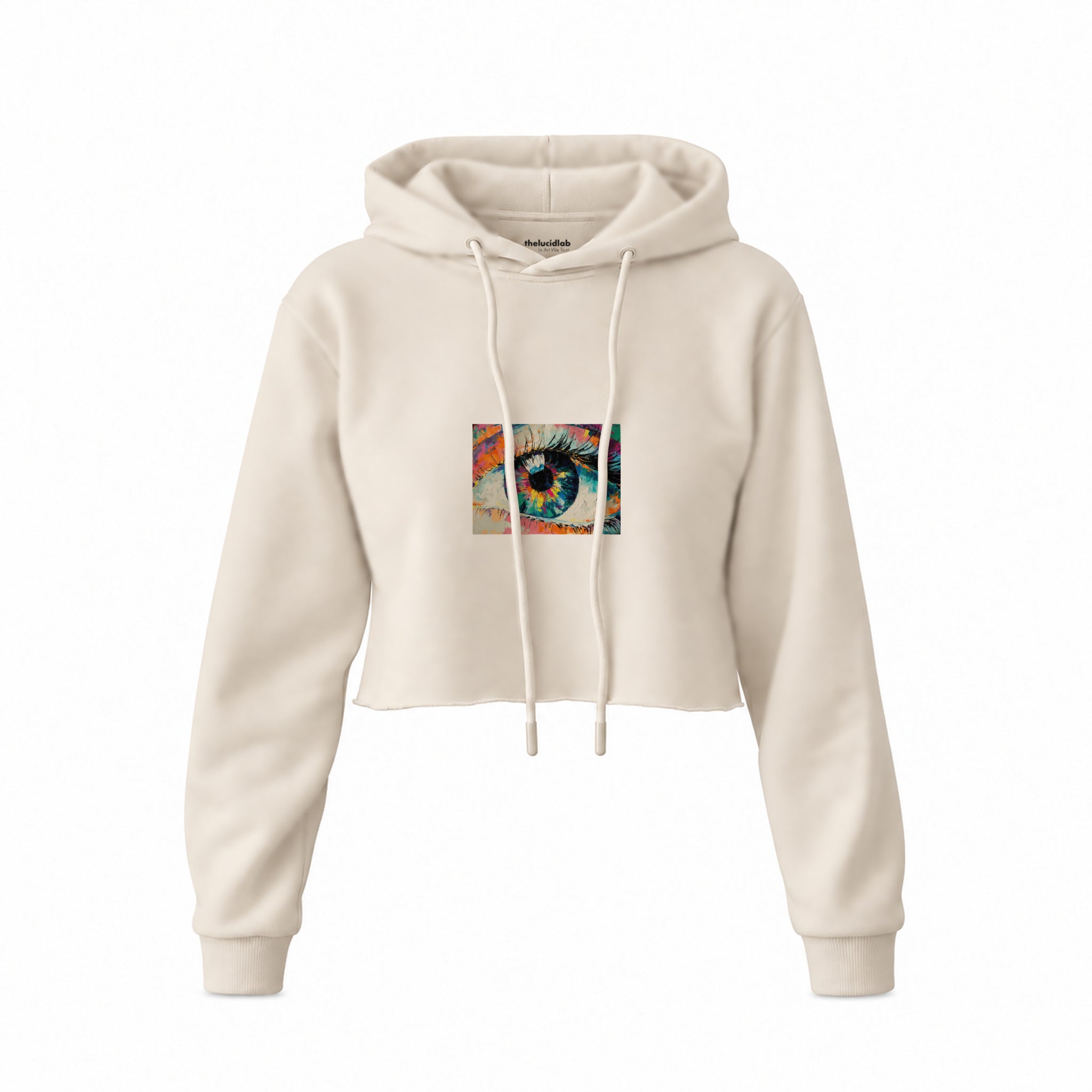 The Eye Crop Hoodie — Krem — Ön baskı