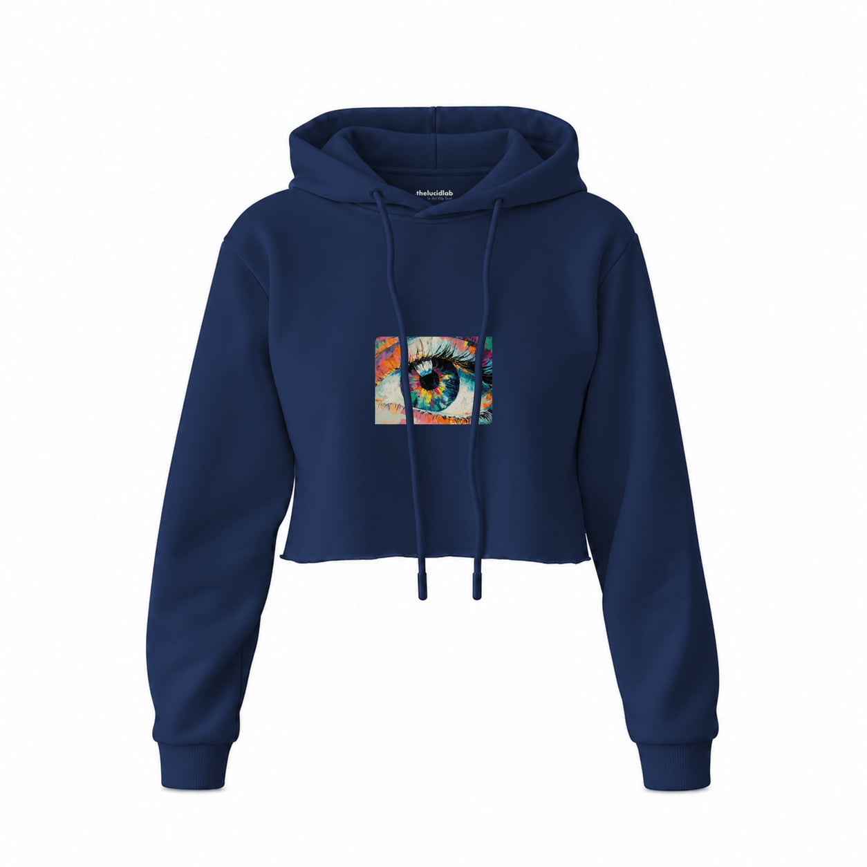 The Eye Crop Hoodie — Lacivert — Ön baskı