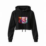 Lips Crop Hoodie — Siyah — Ön baskı