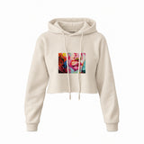 Lips Crop Hoodie — Krem — Ön baskı