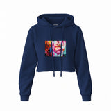 Lips Crop Hoodie — Lacivert — Ön baskı