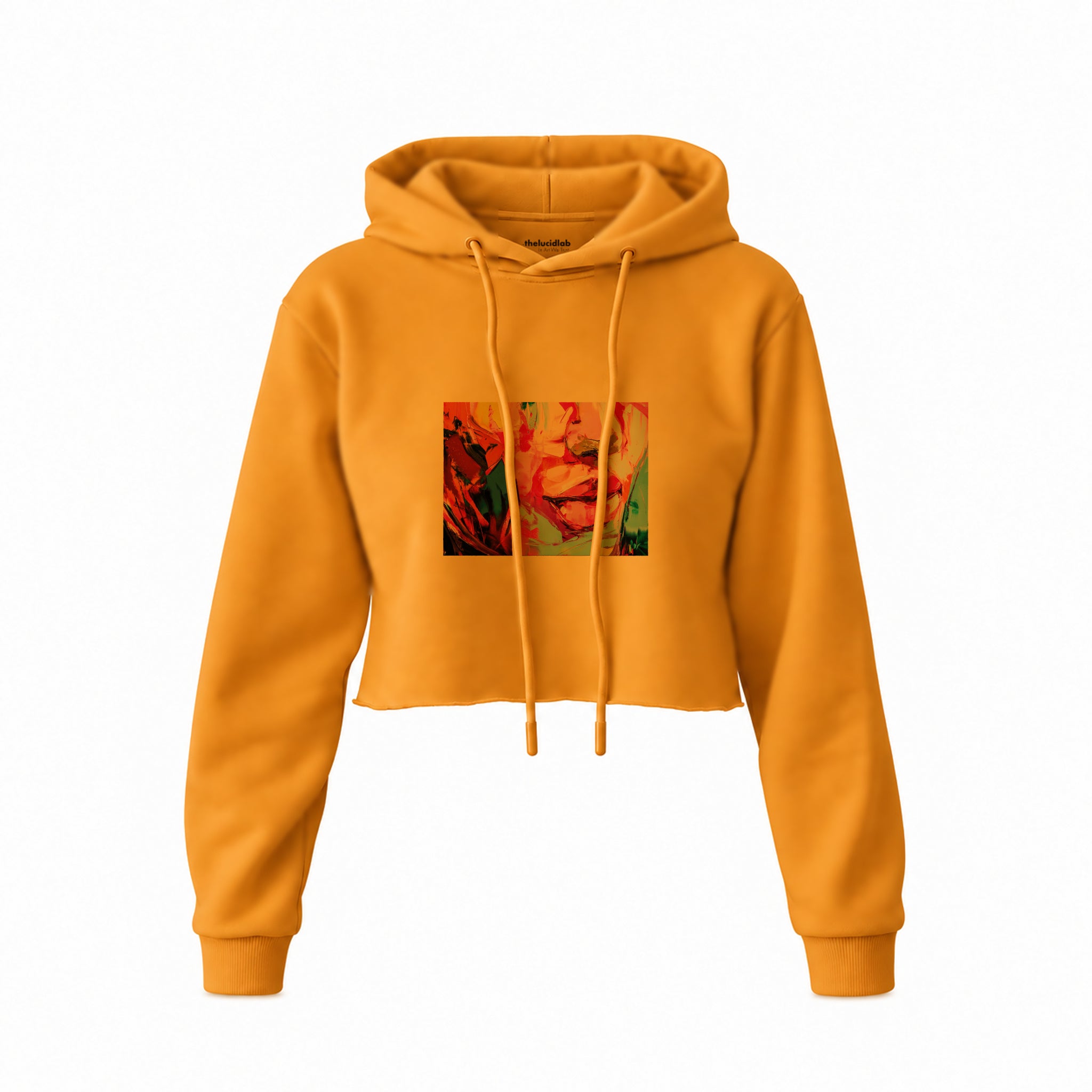 Lips Crop Hoodie — Turuncu — Ön baskı