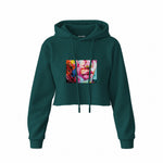 Lips Crop Hoodie — Koyu Yeşil — Ön baskı