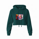 Lips Crop Hoodie — Koyu Yeşil — Ön baskı