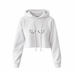Uncensored Crop Hoodie — Beyaz — Ön baskı