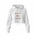 Kişiye Özel Baskılı Crop Hoodie — Beyaz — Ön baskı