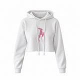 Hot Steps Crop Hoodie — Beyaz — Ön baskı
