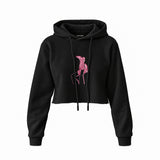 Hot Steps Crop Hoodie — Siyah — Ön baskı
