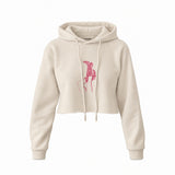 Hot Steps Crop Hoodie — Krem — Ön baskı