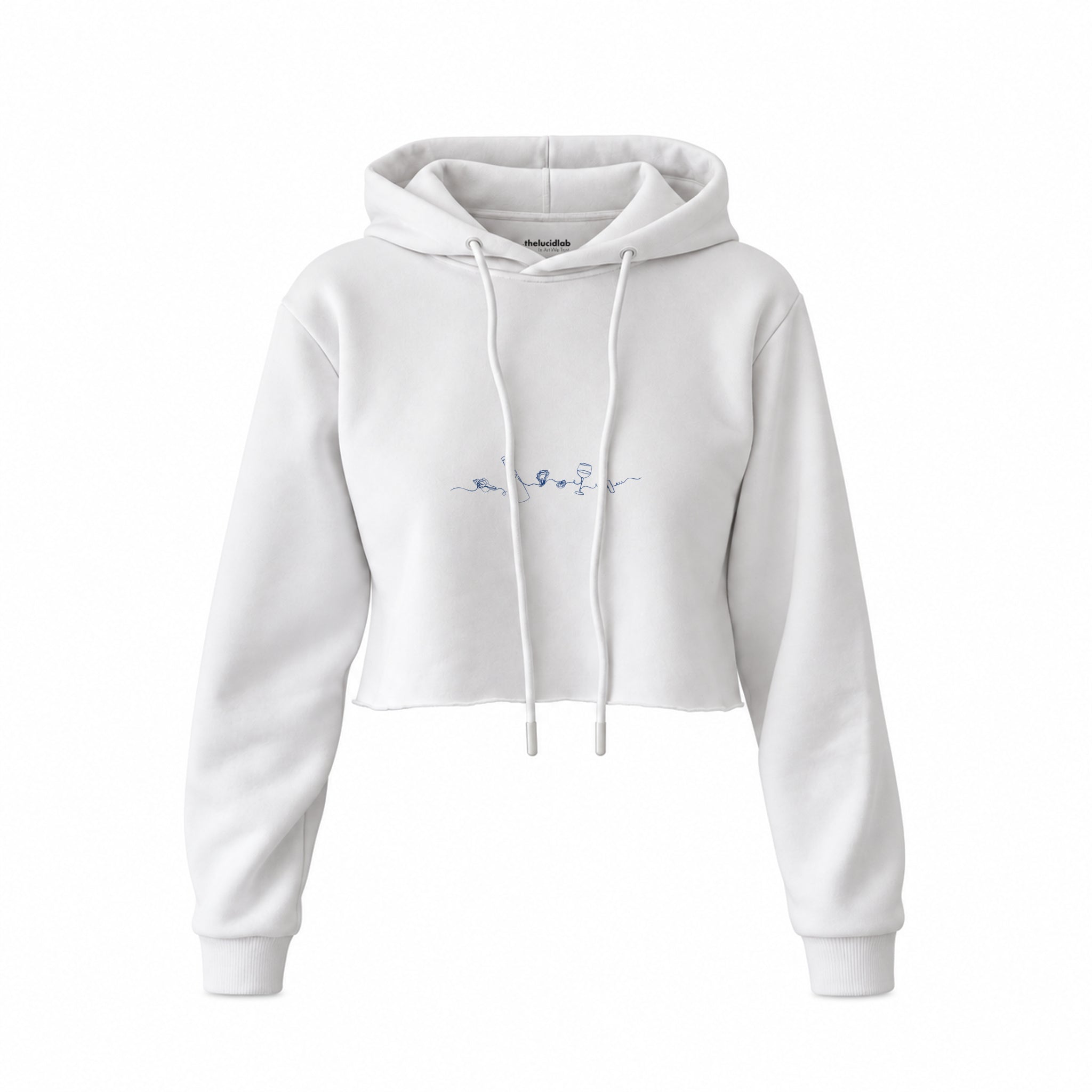 Dolce Peccato Crop Hoodie — Beyaz — Ön baskı