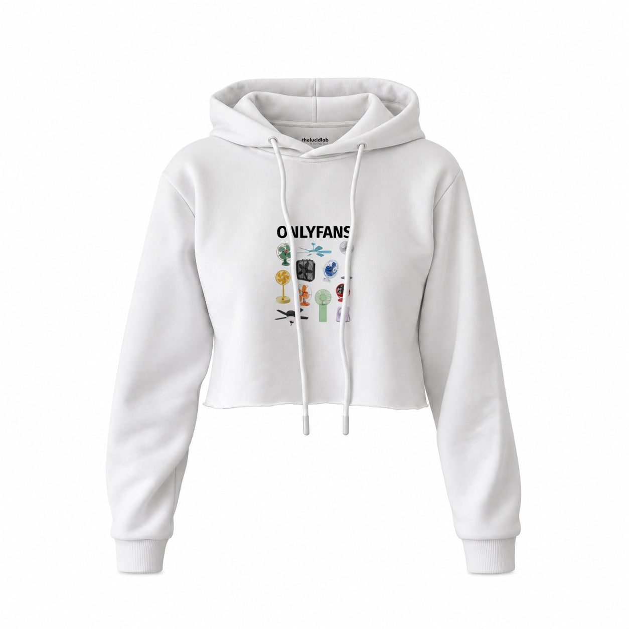 Onlyfans Crop Hoodie — Beyaz — Ön baskı