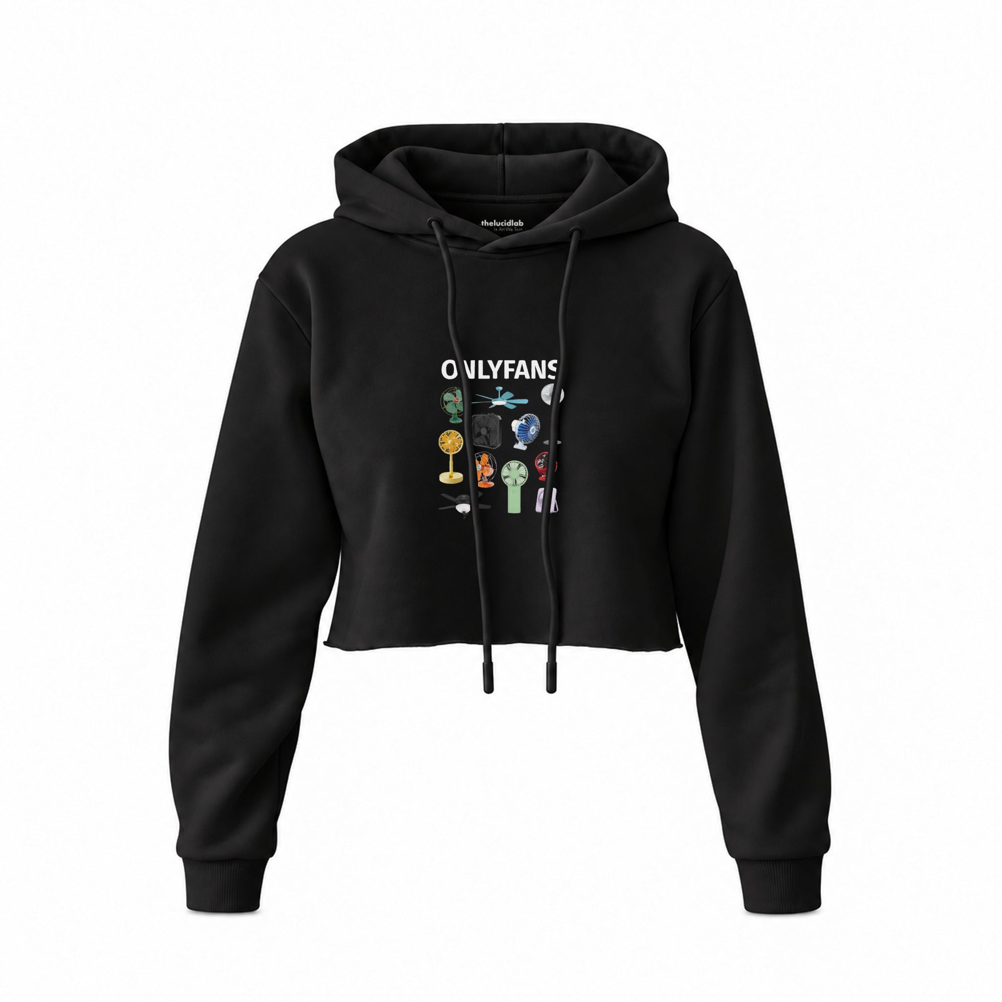Onlyfans Crop Hoodie — Siyah — Ön baskı