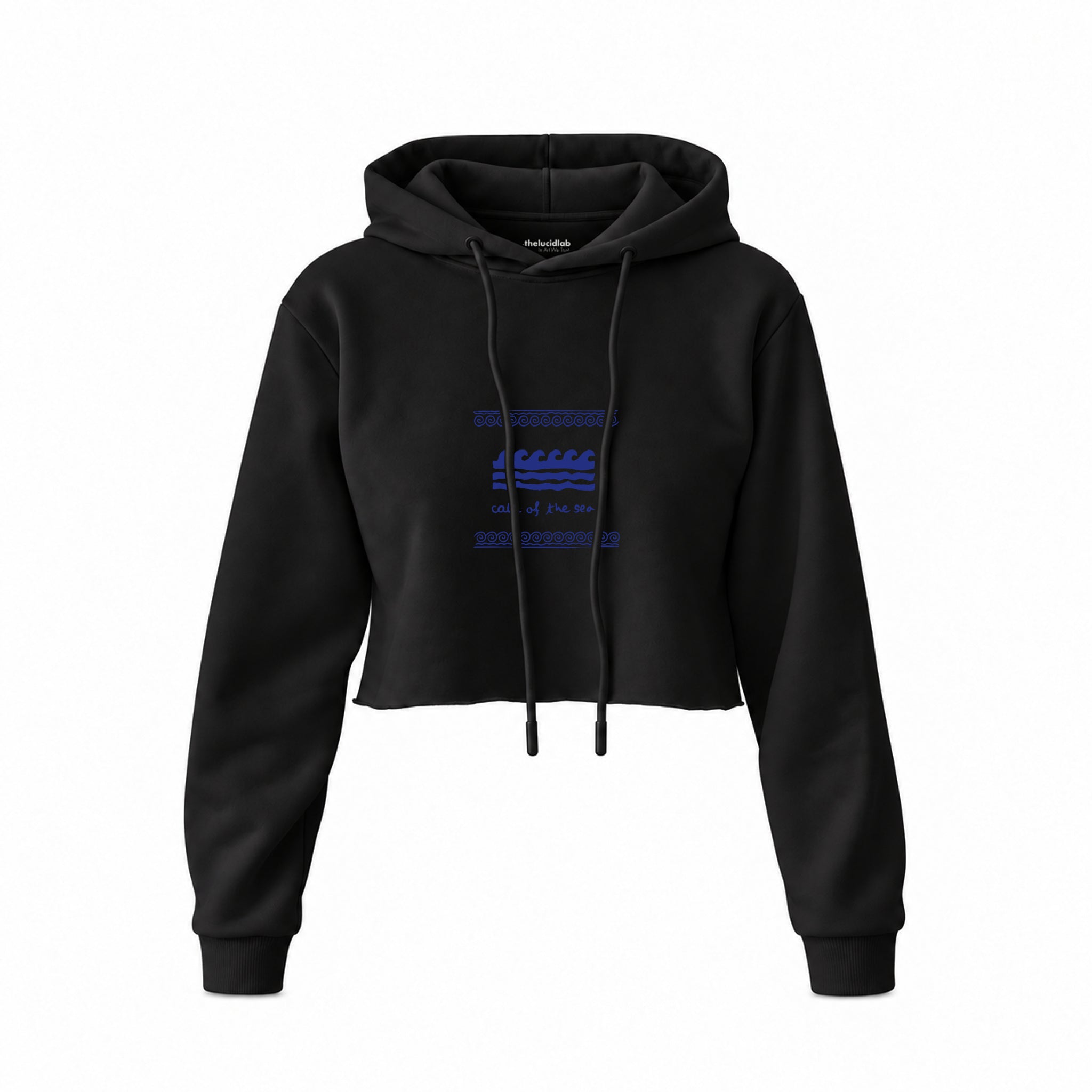 Call Of The Sea Crop Hoodie — Siyah — Ön baskı