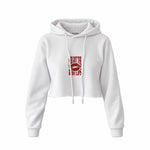 Ruby Lips Crop Hoodie — Beyaz — Ön baskı