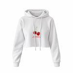 Cherry Fullness Crop Hoodie — Beyaz — Ön baskı