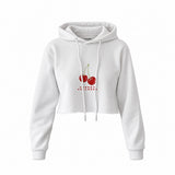 Cherry Fullness Crop Hoodie — Beyaz — Ön baskı