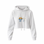 Dolce Calma Crop Hoodie — Beyaz — Ön baskı