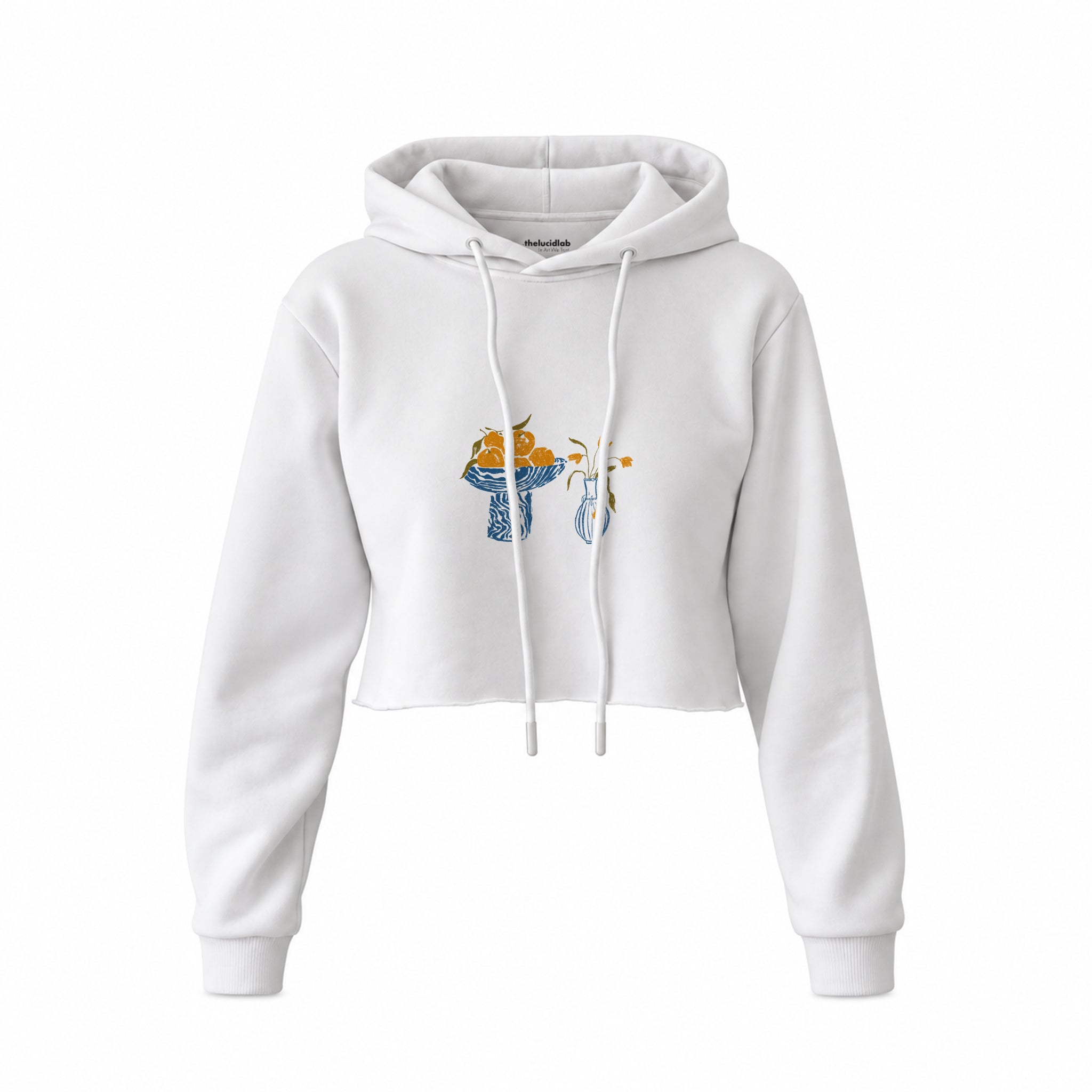 Dolce Calma Crop Hoodie — Beyaz — Ön baskı