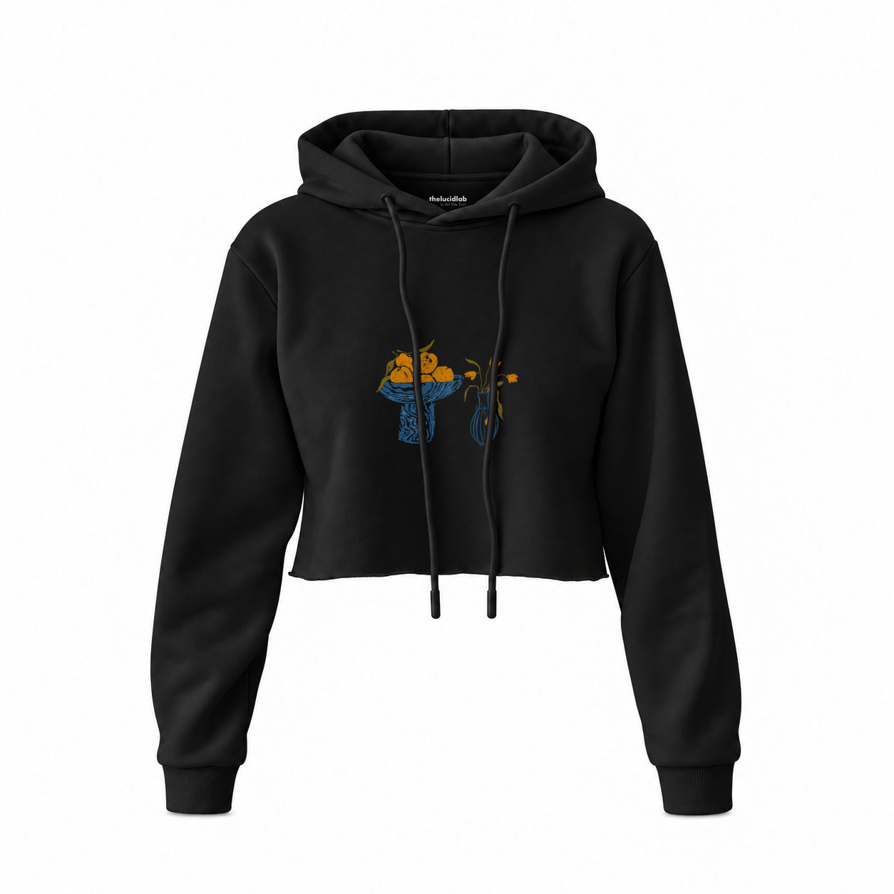 Dolce Calma Crop Hoodie — Siyah — Ön baskı