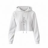 La Gioconda Crop Hoodie — Beyaz — Ön baskı