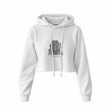 The Ear, The Skull & The Pipe Crop Hoodie — Beyaz — Ön baskı