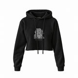 The Ear, The Skull & The Pipe Crop Hoodie — Siyah — Ön baskı