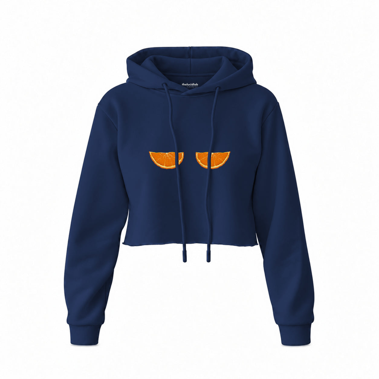 Juicy Bits Crop Hoodie — Lacivert — Ön baskı