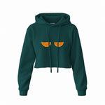 Juicy Bits Crop Hoodie — Koyu Yeşil — Ön baskı