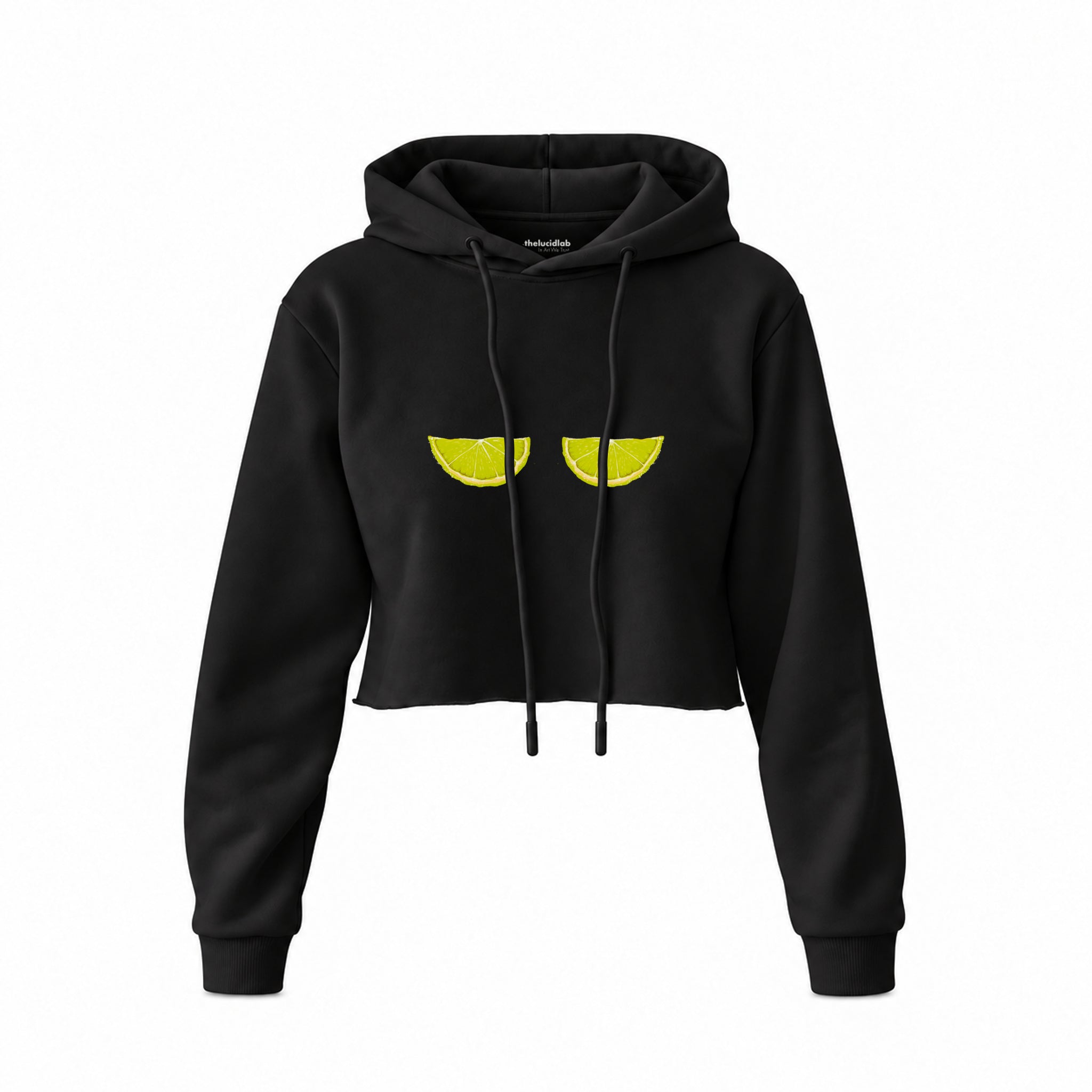 Sour Twins Crop Hoodie — Siyah — Ön baskı