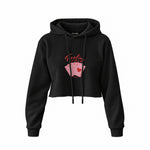 Feeling Lucky Crop Hoodie — Siyah — Ön baskı