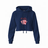 Feeling Lucky Crop Hoodie — Lacivert — Ön baskı