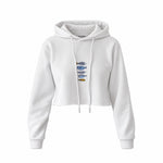Marine Pattern Study Crop Hoodie — Beyaz — Ön baskı