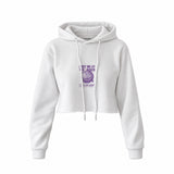 Meet Me At The Disco Crop Hoodie — Beyaz — Ön baskı