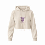 Meet Me At The Disco Crop Hoodie — Krem — Ön baskı
