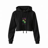 Roll With It Crop Hoodie — Siyah — Ön baskı