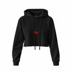 Sweet Cherry Crop Hoodie — Siyah — Ön baskı